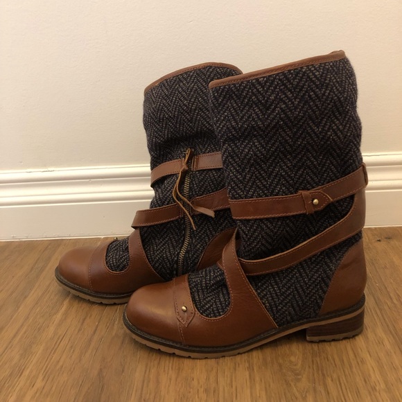 Anthropologie brown leather & wool boots, US 6.5 - Picture 6 of 7